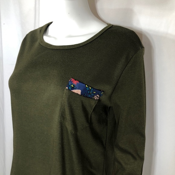 Olive Green Floral Trimmed Jersey Knit Legging Tunic - Picture 2 of 5